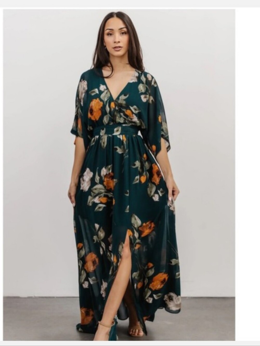 Baltic Born Dark Green Floral Maxi Dress, M